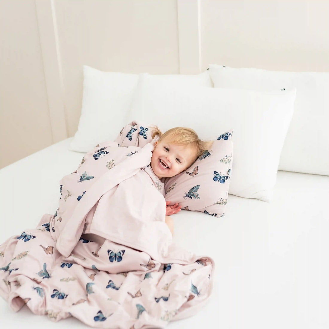 Toddler Pillowcase in Blush Butterfly