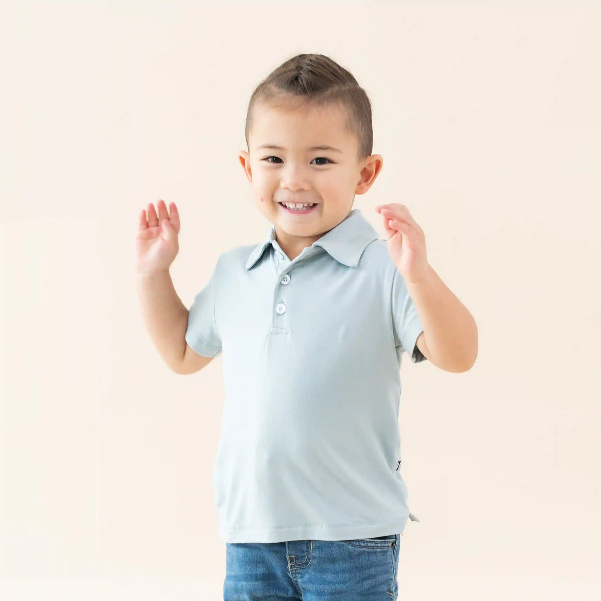 Toddler Short Sleeve Polo in Fog