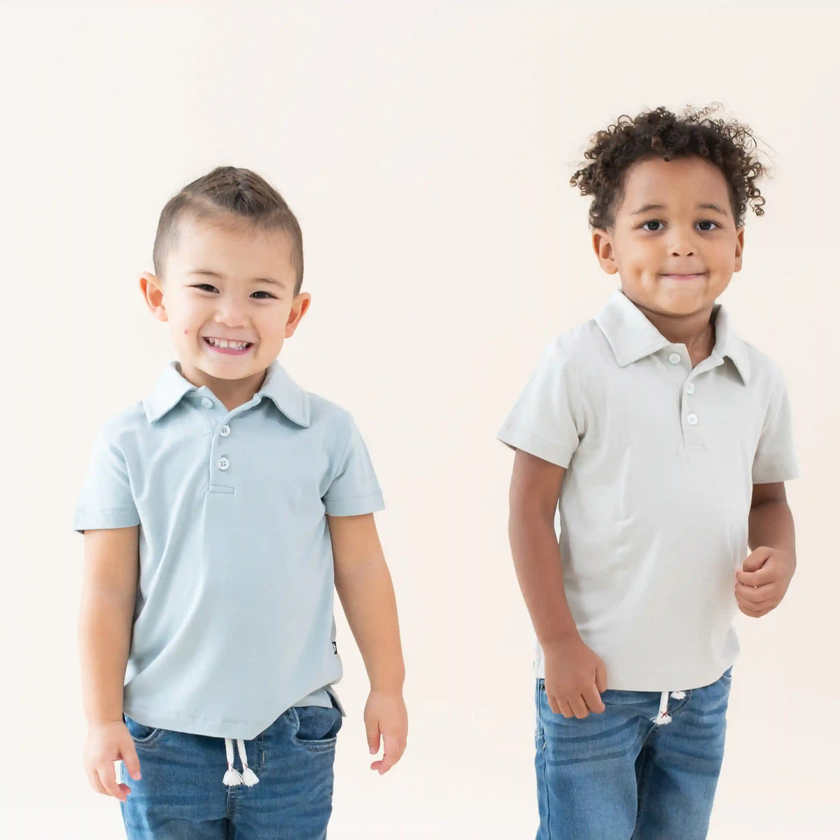 Toddler Short Sleeve Polo in Fog