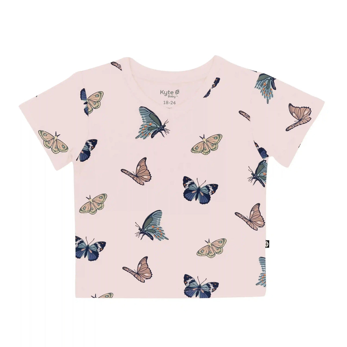Toddler V-Neck Tee in Blush Butterfly