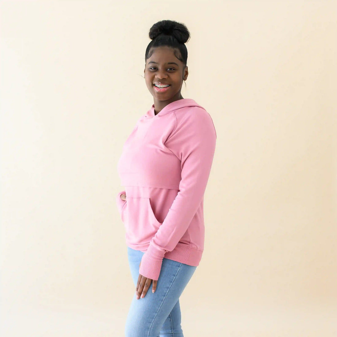 Women's French Terry Nursing Hoodie in Apple Blossom